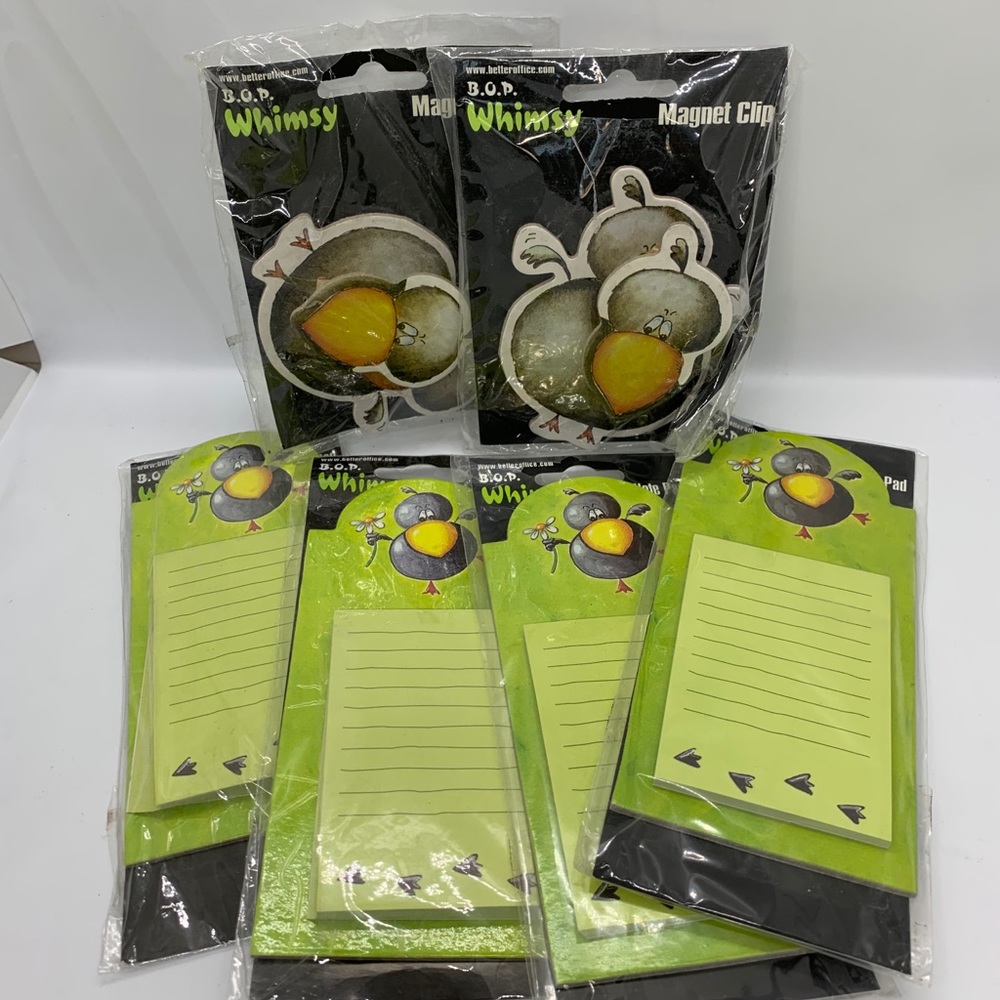 Magnet Note Pads & Magnetic Clips Lot B.O.P. Whimsy BIRDS